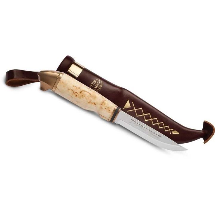 Нож Marttiini Bear knife, клинок 110 мм, рукоять: береза + бронзовые наконечники
