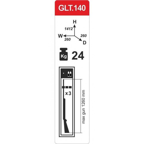 Сейф збройовий Паритет GLT.140.K, на 3 рушниці, 151см х 26см х 26см 
