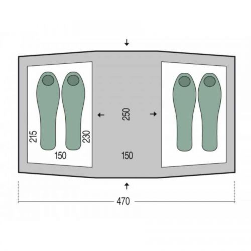 Палатка кемпінгова 4-х місна Pinguin Base Camp green, арт. PNG 1301 