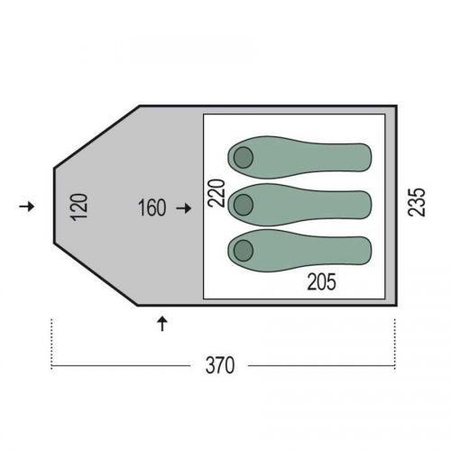 Палатка кемпинговая с тамбуром Pinguin Campus 3 Dural green, арт. PNG 1213