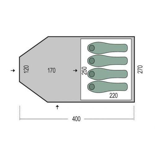 Намет кемпінговий Pinguin Campus 4 green, арт. PNG 1302 