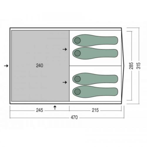 Палатка кемпинговая 4-х местная Pinguin Interval 4 Airtube, арт. PNG 1415