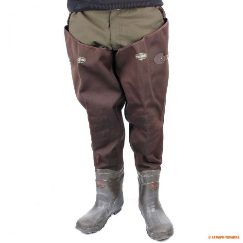 Заброды для рыбалки и охоты с наколенниками Proline Hip Wader, высота 81 см, коричневый
