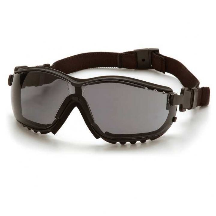 Тактичні окуляри Pyramex V2G, колір - gray, з ремінцем і дужками 