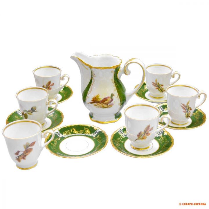 Кофейный набор фарфоровый Reichenbach: молочник и 6 чашек на блюдцах