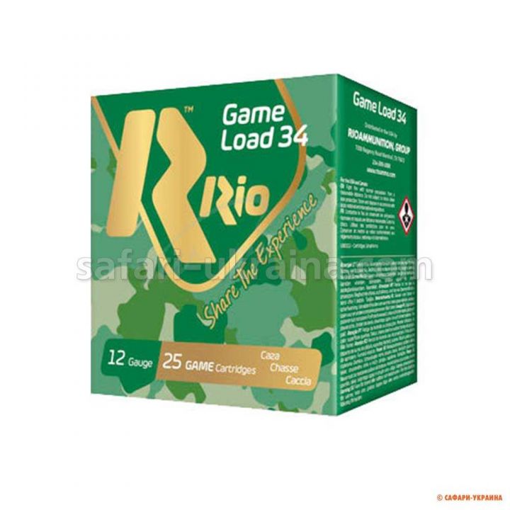 Патрон Rio Game Load-34, кал.12/70, дріб №00 (4,5 мм), 34 г, в контейнері 