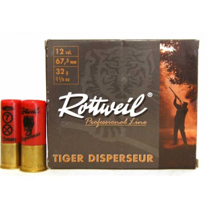 Патрон Rottweil Tiger Disperseur, кал.12/67,5, дріб № 9 (2,0 мм), 32 г, з дисперсантом 