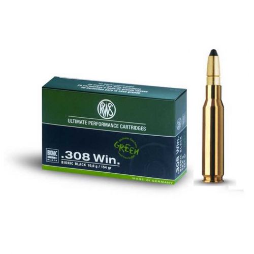 Патрон RWS, кал.308 Win, тип кулі: Bionic Black, вага: 10,0 g / 154 grs 