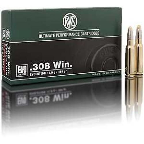 Патрон нарізний RWS, кал.308 Win, куля EVO, маса 11,9 г 