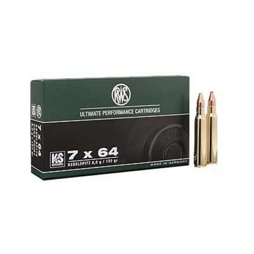 Патрон RWS, кал.7x64, тип кулі: KS-Geschoss, вага: 8,0 g/123 grs 
