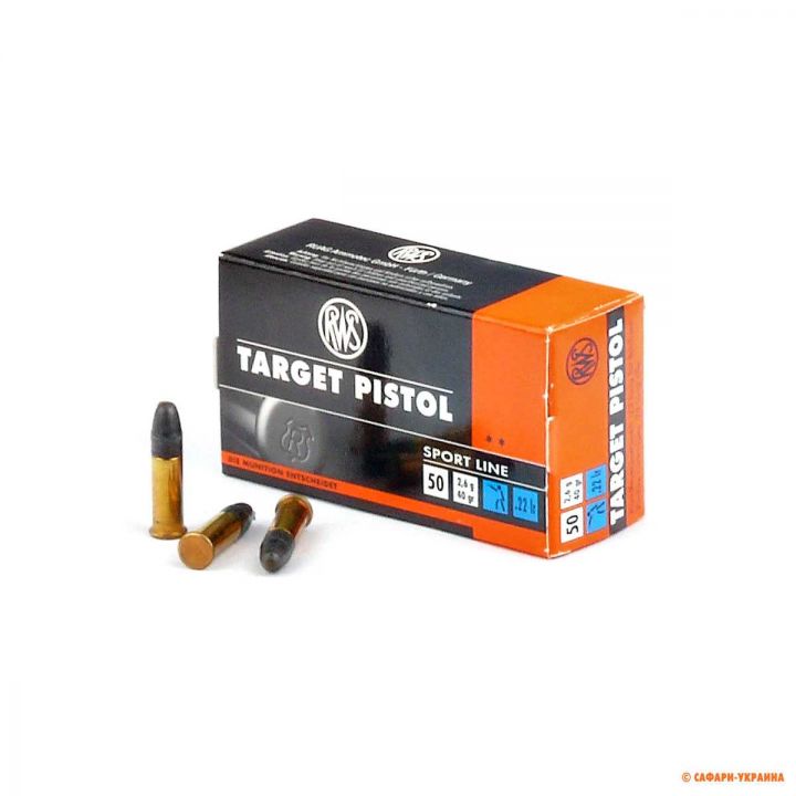 Патрон RWS Target Pistol, кал.22 LR, тип кулі: Solid, вага: 2,6 г/40 grs 
