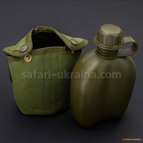 Армійська фляга 1 л з чохлом, колір олива 