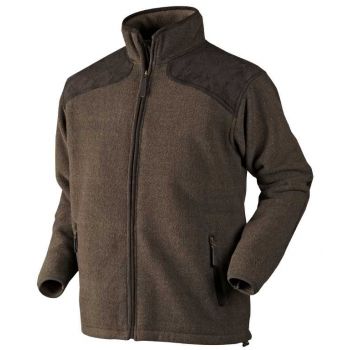 Флісовий светр на блискавці Seeland William, вставки на ліктях із замші, коричневий