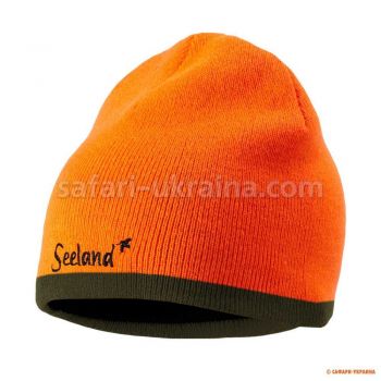 Флисовая шапка для охоты Seeland Ian Reversible beanie Hi-vis, цвет orange/pine green, One size
