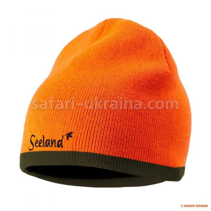 Флісова шапка для полювання Seeland Ian Reversible beanie Hi-vis, колір orange/pine green, One size 