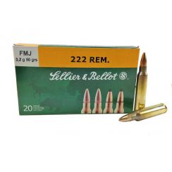 Патрон Sellier & Bellot кал.222 Rem, тип кулі: FMJ, вага: 50 grs/3.2 г