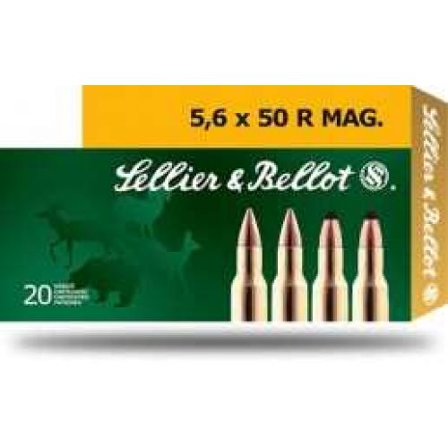 Патрон Sellier & Bellot кал.5,6х50 R Mag, куля SP, маса 3,24 г/ 50 гр 