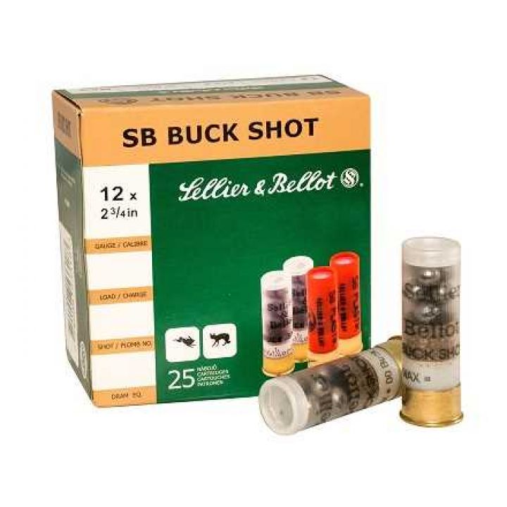 Патрон Sellier&Bellot BUCK SHOT, кал.12/70, картечь 9,14 мм, навеска 32 г (без контейнера)