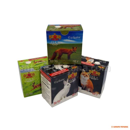 Дробовий патрон S.K. Hunting Exclusive, кал.12/70, дріб №0, 36 г (в контейнері) 