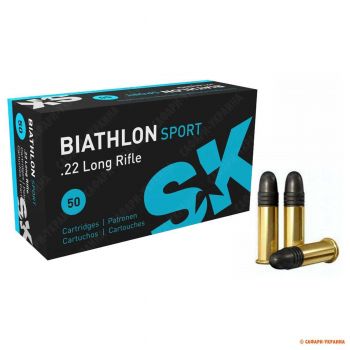 Патрон нарізний SK Biathlon Sport, кал.22 LR, тип кулі: LRN, вага 40grs/2,6г