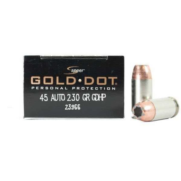 Патрон Speer Gold Dot Personal Protection, кал.45 ACP, тип пули: GDHP, вес: 14,9 gr/230 grs