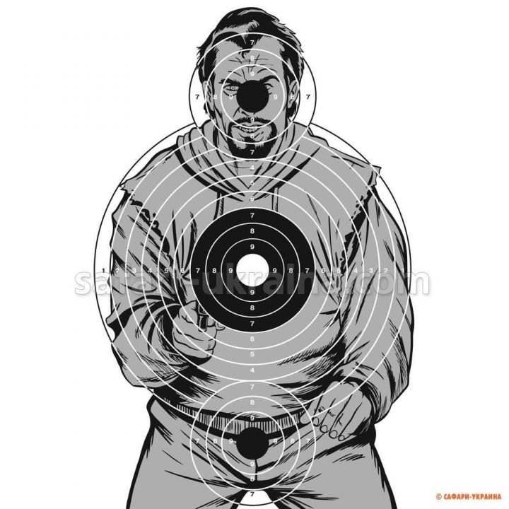 Стрілецька мішень Чоловік з пістолетом, розмір 45х68 см 
