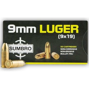 Патрон Sumbro Luger, кал.9x19 mm, тип пули: FMJ, вес 8 gr.