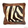Декоративна наволочка для подушки Tag Safari, коричнева, замша зі вставкою шкіри зебри