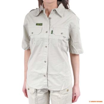 Женская рубашка с коротким рукавом Tag Safari Ladies Trail Shirt, 100% хлопок, бежевая