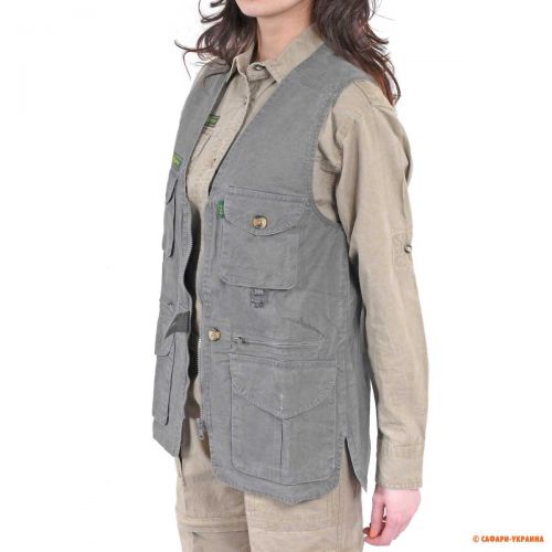 Жилетка жіноча для сафарі Tag Safari Travel Vest, сіра, 100% бавовна 