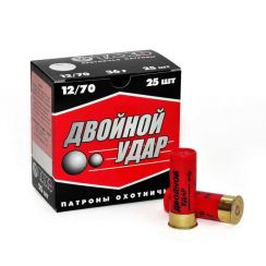 Охотничий патрон Тахо Двойной Удар, кал.12/70, дробь №4+7, навеска 36 г