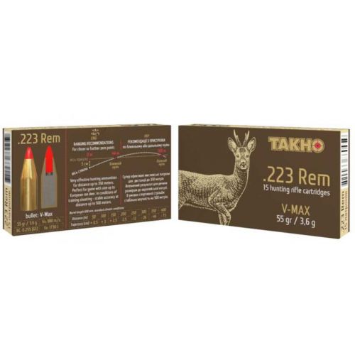Патрон нарізний Тахо, кал.223 Rem, тип кулі: V-MAX, вага кулі: 55grs / 3.6 г 