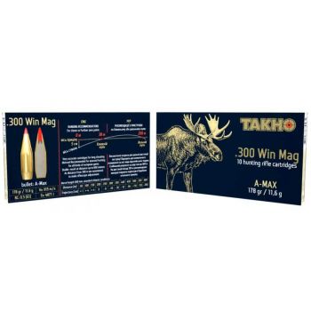 Патрон нарезной Тахо, кал.300 Win Mag, тип пули: A-MAX, вес: 11,6 g / 178 grs