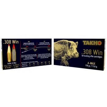 Патрон нарезной Тахо, кал.308 Win, тип пули: A-MAX, вес: 11,6 g / 178 grs