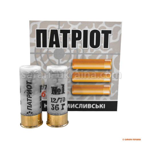 Охотничий патрон Тахо Патриот кал.12/70, дробь № 1 (4,0 мм), навеска 36 г