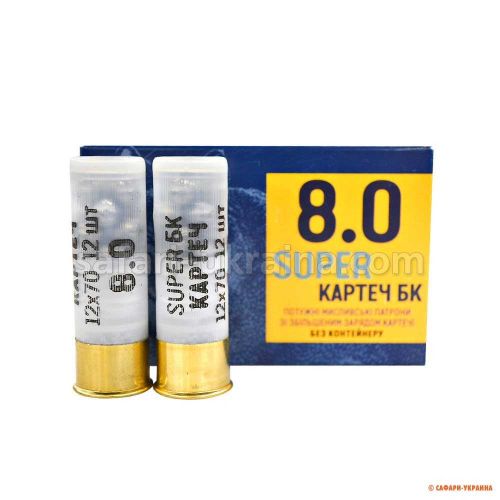 Патрон Тахо Картечрь Super (8,00 мм), кал.12/70, навеска 36 г (без контейнера)