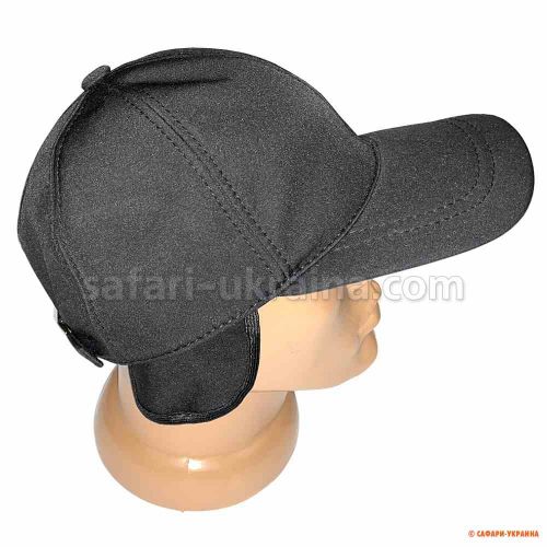 Бейсболка softshell чорна з вухами 