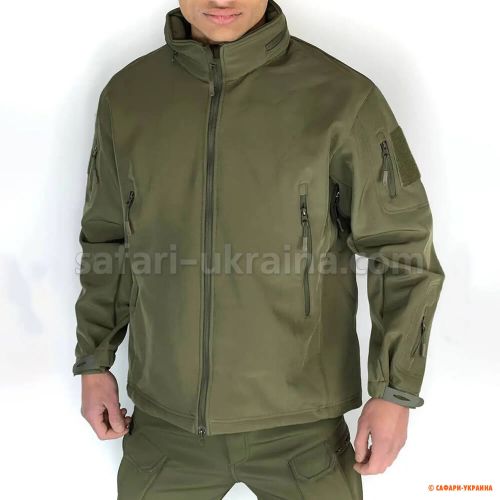 Куртка з капюшоном, Soft-shell, олива 