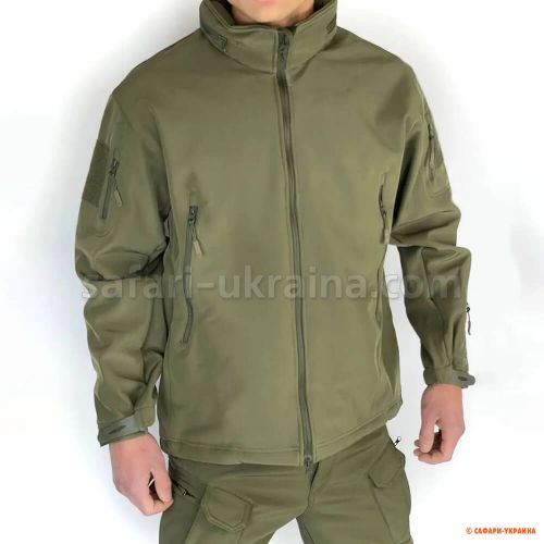 Куртка з капюшоном, Soft-shell, олива 