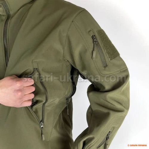 Куртка з капюшоном, Soft-shell, олива 