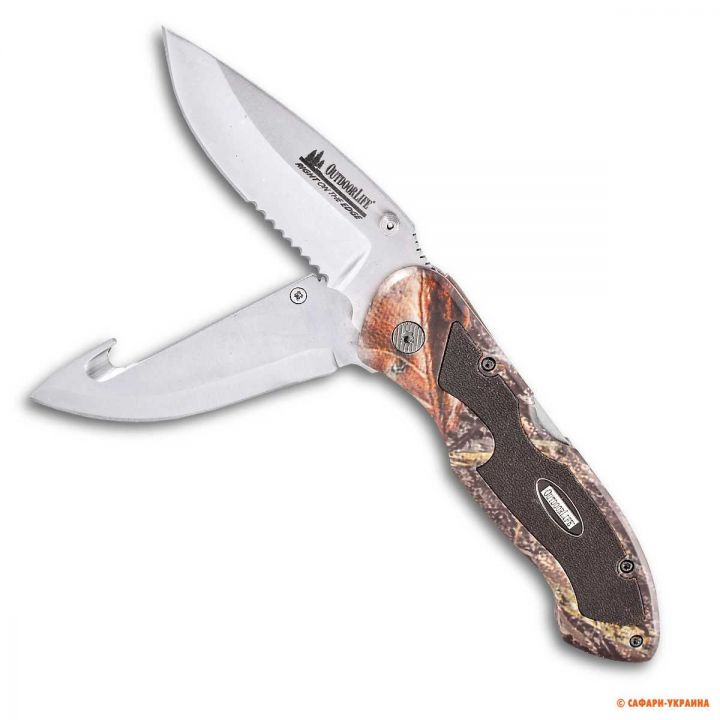 Складной нож для туризма и охоты Outdoor Life Twin Summit Folder Camo, клинок 75 мм