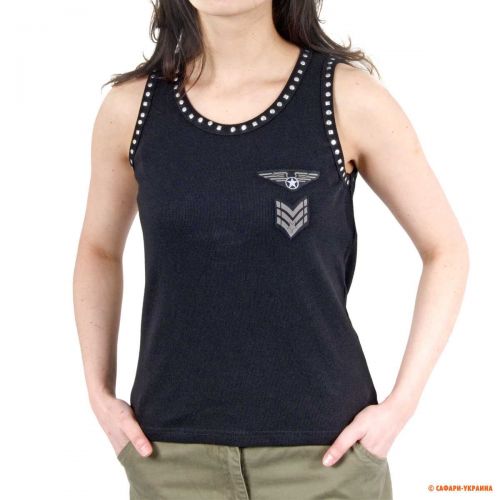 Майка жіноча з 100% бавовни Univers Canotta aviatore donna, чорна 