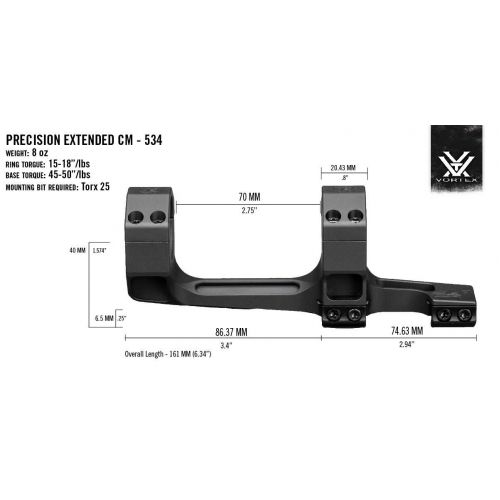 Моноблок с кольцами 34 мм Vortex Precision Extended Cantilever Mount 34mm 