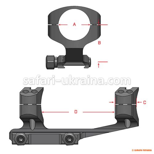 Warne QD X-Skeleton Mount, діаметр кілець - 34 мм, Ultra High 