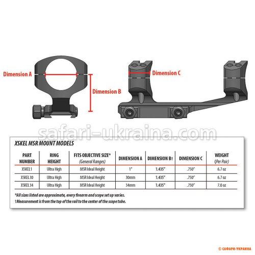 Warne X-Skeleton Mount, d - 30 мм, Ultra High, Black 