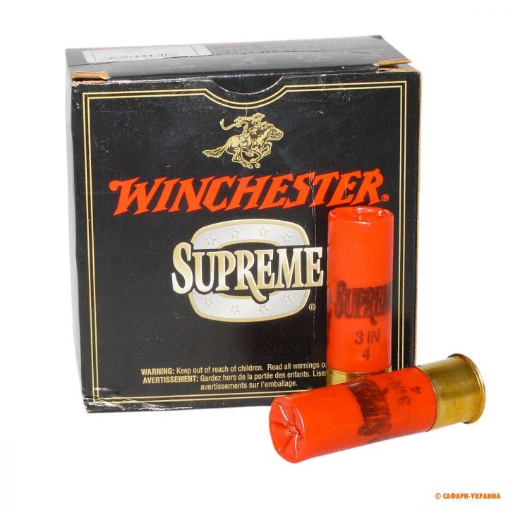 Патрон Winchester Supreme Double X Magnum, кал.12/76, дробь № 4, 53 г, омедненная