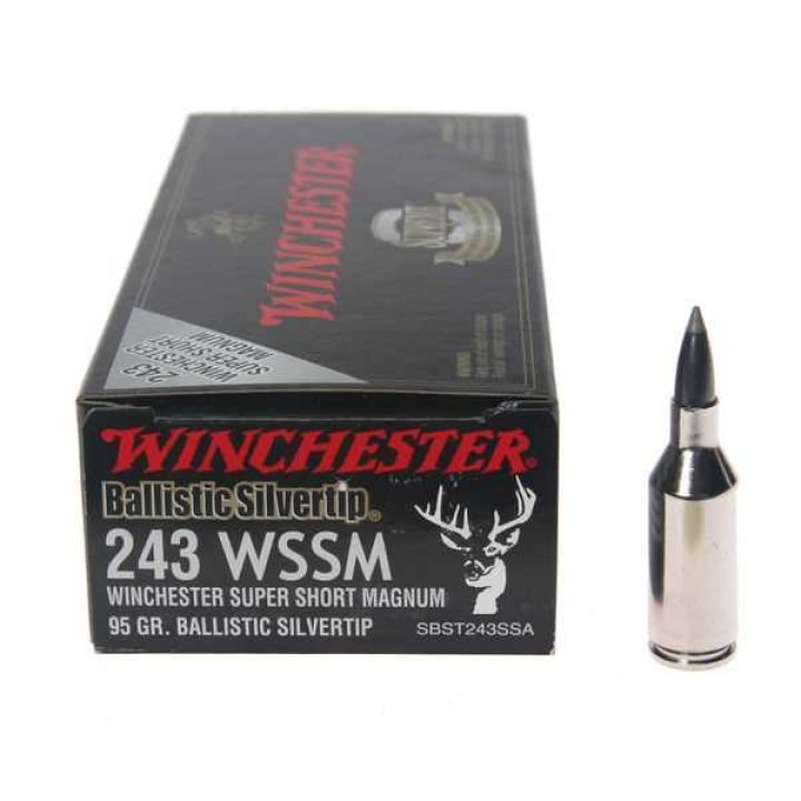 Патрон Winchester Supreme, кал.243WSSM, тип кулі: Ballistic Silvertip, вага: 6,16 g/95 grs 