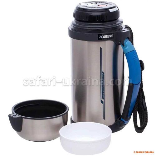 Термос Zojirushi SF-CC13XA (складана ручка+ремінець), об`єм 1.3 л, колір: сталевий 