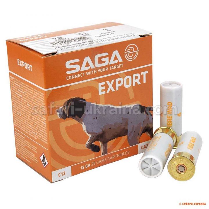 Патрон SAGA EXPORT, кал.12/70, № 4, навеска 32 г, (фетровый пыж)