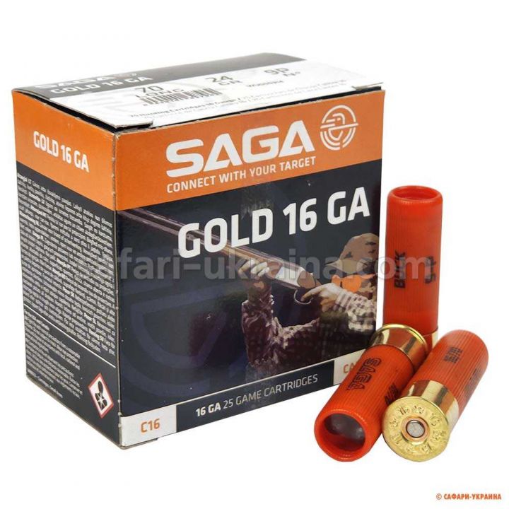 Патрон SAGA GOLD BUCK 9P, кал.16/70, навеска 24 г, (без контейнера)